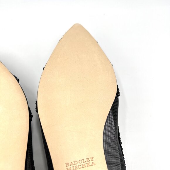 Badgley Mischka BHLDN Size 8‎ Gigi Pointed Toe Jeweled Black Ballet Flats Shoes - Picture 11 of 13